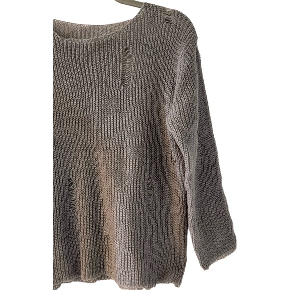 NWOT! Fairycore Grey Distressed Sweater. Soft sheer warm super cute. Lightweight - Picture 4 of 6